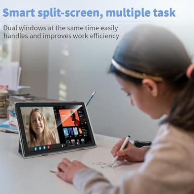 Android 15 Tablet 2025 New 10 Inch Tablets with 12GB RAM + 64GB ROM +1TB Expanded Ouad-Core,2 in 1 Tableta with Keyboard Mouse WiFi 6 Bluetooth,GMS Certified IPS Touch Screen Tablet - Silvery Set - Image 5