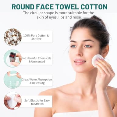 Premium Cotton Rounds for Face, 300 Count Makeup Remover Pads, 100% Pure & Natural Facial Cleansing Round Pads, Soft, Hypoallergenic, Lint-Free, Highly Absorbent - Image 4