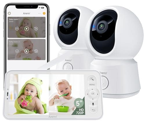 ARENTI Baby Monitor 2 Cameras, Smart Baby Camera with 5-Inch Wireless Display, Super Night Vision, Temperature Sensor, Sound Detection, Auto Motion Tracking, 2-Way Audio, VOX Mode(B2 Set) - Image 1