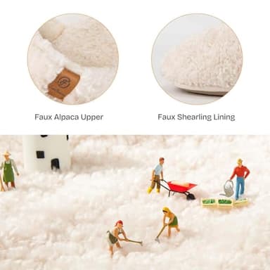 EverFoams Women's Fuzzy Slip-on Slippers Warm Cozy Soft Lightweight Memory Foam Indoor House Shoes Cream White, 9-10 US - Image 4