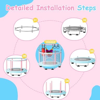 FitinOne 55" Toddler Mini Trampoline for Kids, Indoor Outdoor Toys with Swing, 440lbs Baby Kids Trampoline, Gymnastics Bar, Birthday Gifts for Boy Girl Age 1-8 - Image 7