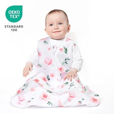 david's kids Micro Fleece Baby Sleep Sack 6-12 Months, Soft Warm Baby Wearable Blankets with 2-Way Zipper, 2 Pack Comfy Sleeping Bags for Infant Newborn Girls Neutral, Medium Size, Floral Flowers - Image 2