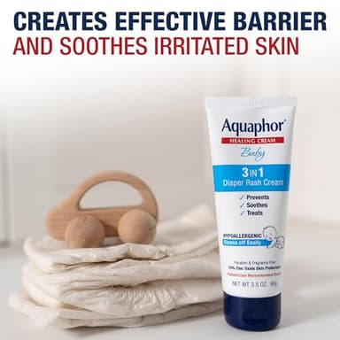 Aquaphor Baby Diaper Rash Cream, 3-in-1 Diaper Rash Relief, 3.5 Oz Tube, (Pack of 3) - Image 4