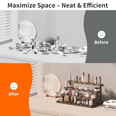 NAVKONY (8TIER 2 PACK) Wooden Display Risers,Tiered Perfume Cologne Organizer for Men, Display Stand for Cupcake, Fragrance, Skincare, Pop Figures, Perfume Organizer for Women, Display Shelf for Bedroom Decor - Image 2