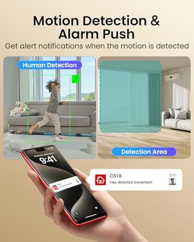 ZOSI C518 4MP Indoor Pan/Tilt Smart Home Security Camera for Pet Dog Baby Monitor,2.4G/5G Dual-Band Plug-in WiFi Cam,Auto-Tracking,Night Vision,Human Detection,2 Way Audio,Cloud&Memory Card Storage - Image 5
