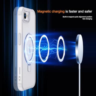 SKYLMW Compatible with iPhone 16E Case with Invisible Magnetic O-Ring Stand Military-Grade Phone Case for iPhone 16E 6.1" 2025 [Compatible with Mag-Safe][Great Grip Feeling],Translucent - Image 3