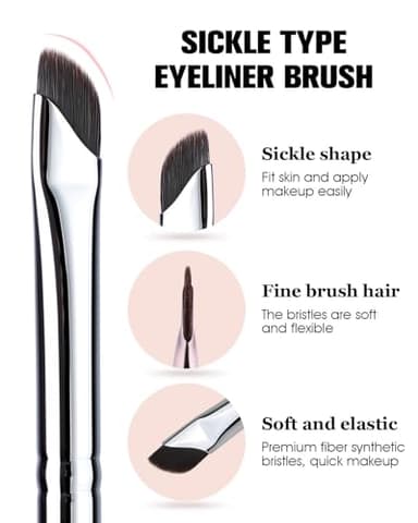 Eyeliner Brush, EIGSHOW Sickle Angled Gel Eyeliner Makeup Brush for Precise Eye Liner, Eyebrow, Eyelid with Ultra Thin Curved Vegan Bristles (E865) - Image 3