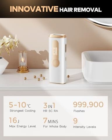 LYSMOSKI Laser Hair Removal with Cooling System, IPL Hair Removal for Women and Men, 3-in-1 At-Home Hair Removal Device for Facial Legs Arms Whole Body Use, 9 Energy Levels - Image 7