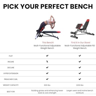 FF Finer Form Multi-Functional Weight Bench for Full All-in-One Body Workout – Adjustable Workout Bench Press for Home Gym, Fitness equipment for Back HyperExtension, Roman Chair Exercise, Sit up - Image 7
