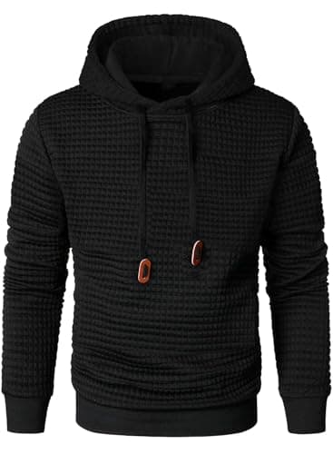 Qichic Mens Casual Pullover Hoodies Long Sleeve Hooded Sweatshirts Black XL - Image 2
