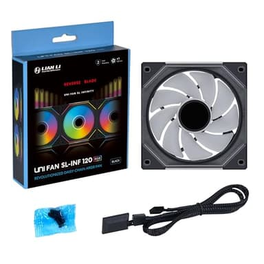 Lian Li UNI Fan SL-Infinity 120 - Triple Pack (Reverse Blade) ARGB Fan-Daisy-Chain Design-Infinity Mirror-Cable Management-Customizable Lighting Effects w/Controller- Black (12RSLIN3B) - Image 8