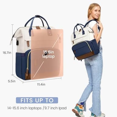 LOVEVOOK Laptop Backpack for Women, 15.6 Inch Work Business Backpacks Purse With Large Capacity, Waterproof Nurse Bag College Bookbag for School, Waterproof Casual Daypack for Travel - Image 5