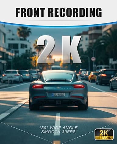 Dash Cam for Car, WiFi 2K Dash Camera Front Dashcam for Cars, Mini Dashcams with App, Night Vision, G-Sensor, APP, Loop Recording, 24H Parking Mode, Support 128G Max - Image 2