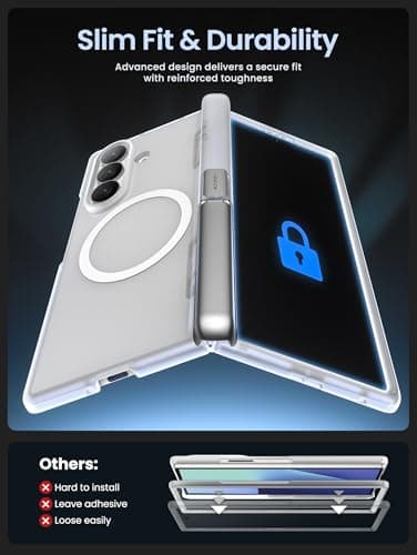 i-Blason for Samsung Galaxy Z Fold 7 Case with Stand [9H+ Tempered Glass Screen Protector] [Compatible with MagSafe] [Hinge Protection & Kickstand] Full-Body Protective Case for Z Fold 7 (Frost Clear) - Image 5