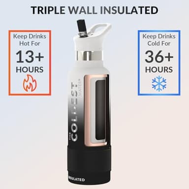 Coldest Insulated Water Bottle with Straw Lid - Stainless Steel Metal Insulated Bottle for Men & Women (Hyperspace White, 21 oz) - Image 4