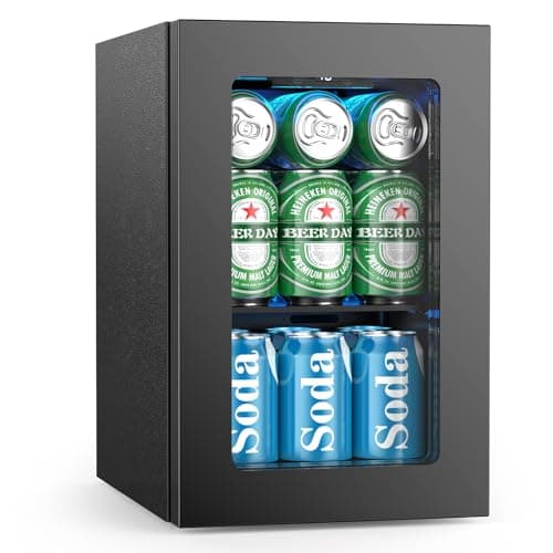 Electactic 24 Cans Beverage Refrigerator Cooler, Mini Fridge Countertop Drink Cooler for Soda, Canned Beer, Adjustable Digital Temperature Control for Home Dorm Office, Black - Image 1