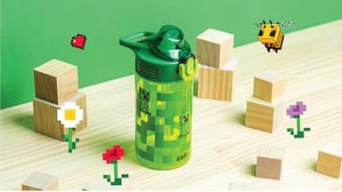 Zak Designs Sage Minecraft Kids Water Bottle For School or Travel, 16oz Durable Plastic Water Bottle With Straw, Handle, and Leak-Proof, Pop-Up Spout Cover (Creeper) - Image 11