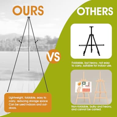 AROIC 63" Easel Stand for Display, 3 Pack Portable Foldable Metal Easel, Easels for Signs Wedding Logos,Arts, Painting,Adjustable Floor Easels with 3 Storage Bag - Image 5