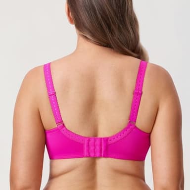DELIMIRA Women's Plus Size Full Coverage Underwire Unlined Minimizer Lace Bra Glitter Pink 36K - Image 2