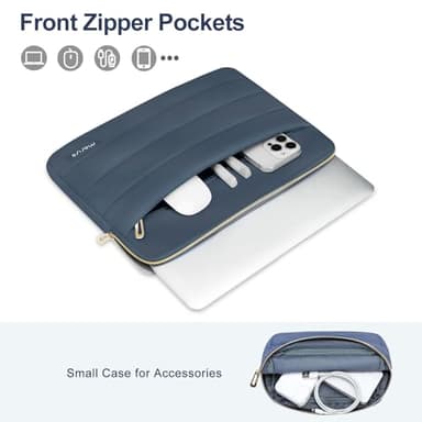 MOSISO 15-15.6 inch Laptop Case, 16 inch Puffy Laptop Sleeve Compatible with MacBook Pro 16, HP Dell ASUS Acer Toshiba Lenovo Notebook Computer, Polyester Horizontal Bag with Small Case, Haze Blue - Image 2