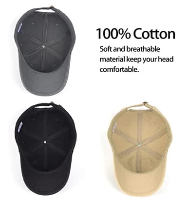 Zylioo 3 Packs XXL Bulk Baseball Cap Hat,Soft Crown Adjustable Dad Hats for Big Heads,Large Plain Solid Color Golf Caps - Image 4