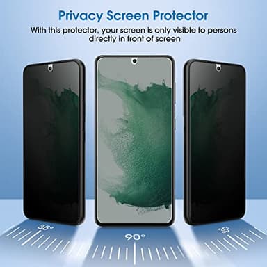 amFilm Privacy Screen Protector Samsung Galaxy S22 5g 6.1 inch with 2 Pack Camera Lens Protector, Anti Spy, Fingerprint ID Compatible, Easy to Installation, Hybird, 2+2 Pack - Image 3