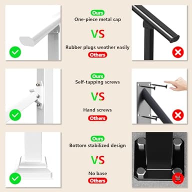 Arti-Life Hand Rails for Outdoor Steps,Railings for Outdoor Steps,Handrails for Outdoor Steps,Porch Handrail Kit White for Concrete,Brick,Wood Steps (White, 2 Step) - Image 7