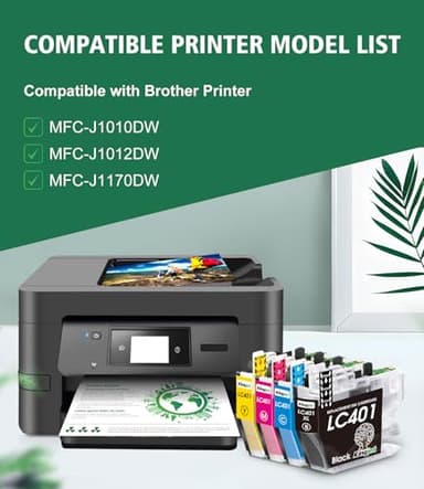 LC401 Ink Cartridges Replacement for Brother Printer Ink LC401 LC 401 Compatible with LC401 Ink Cartridges for Brother Printer MFC-J1010DW MFC-J1170DW MFC-J1012DW, 4PK（Black/Cyan/Magenta/Yellow - Image 2
