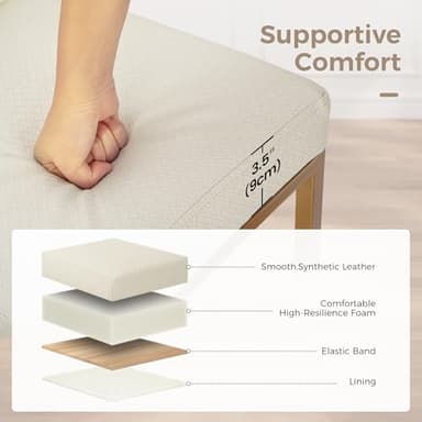 MAISON ARTS Off White & Gold Counter Height Bar Stools with Back Set of 4 for Kitchen Counter 24 Inch Modern Upholstered Faux Leather Barstools Farmhouse Bar Chairs Luxury Island Stools Support 330LBS - Image 6