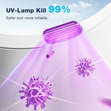 Ultrasonic Retainer Cleaner Machine,45kHz Ultrasonic Cleaner,UV Lamp 360°Cleaning for Dentures,Mouth Guard,Jewelry,Braces,Toothbrush Heads with 200 ML Dental Cleaning Pod, 3 Modes,White - Image 4