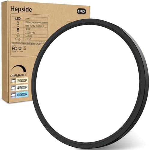 1PACK Flush Mount LED Ceiling Light Fixture Black, 12Inch 28Watt, Dimmable & 3000K-4500K-6000K 3 Color Selectable Ceiling Lamp 3200LM Low Profile Ceiling Light for Kitchen Bedroom Hallway Porch - Image 1