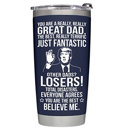 BETHEGIFT Gifts for Dad from Daughter, Son, Kids on Fathers Day, Christmas - Funny Fathers Day Tumbler - Present for Father - Dad Birthday Tumbler 20oz, Navy Insulated Stainless Steel - Image 1