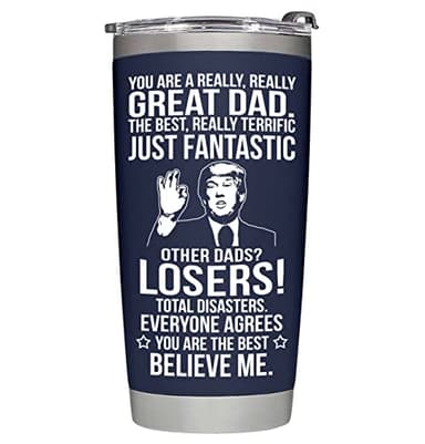 BETHEGIFT Gifts for Dad from Daughter, Son, Kids on Fathers Day, Christmas - Funny Fathers Day Tumbler - Present for Father - Dad Birthday Tumbler 20oz, Navy Insulated Stainless Steel - Image 1