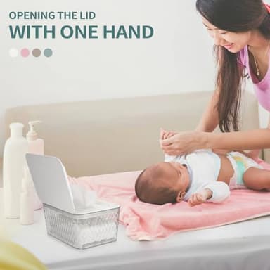 Whiidoom Wipes Dispenser, One-Handed Operation Wipe Holder for Baby & Adult, Seal-Designed Wipes Container for Bathroom Keep Diaper Wipes Fresh (White) - Image 4