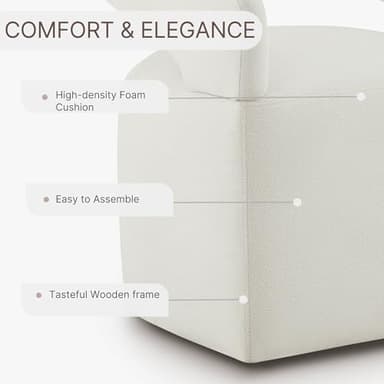 KISLOT Upholstered Dining Chairs with Removable Casters Barrel Side Armchair with Rollers for Diningroom Bedroom Livingroom Reading Room, Ivory, 4PCS - Image 5