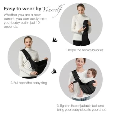 MISSWISDOM Baby Sling Carrier, Toddler Carrier Sling with Double Safety Buckle and Adjustable Shoulder Strap(7-30lbs), Baby Carriers One Size Fits All, Grey - Image 5