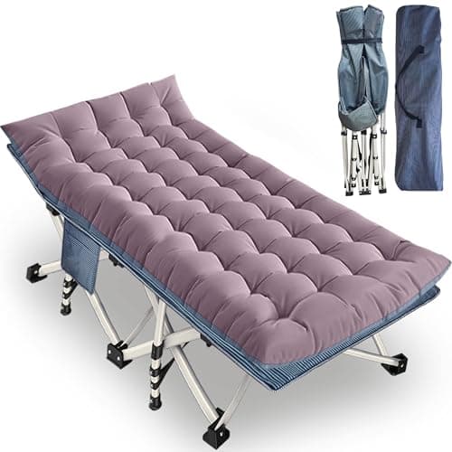 GETOVIN XXL Camping Cot with Mattress Oversize 32" Width Folding Cot Heavy Duty Comfortable Cots for Sleeping Guest Bed with Carry Bag Portable Easy to Set-up for Home Travel Outdoor 79" x 32" x 18" - Image 1