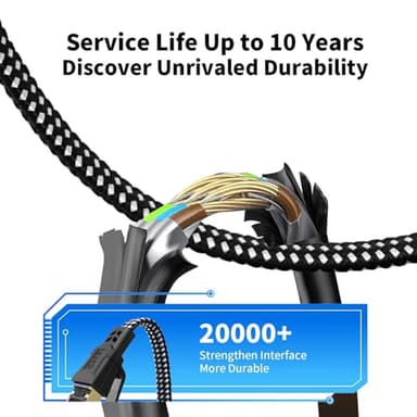 Ximhun Cat 8 Ethernet Cable 30FT, Nylon Braided High Speed Internet Network Cable with RJ45 Connector, 40Gbps 2000MHz Heavy Duty LAN Cable Indoor&Outdoor for Modem/Router/Gaming/PC - Image 3