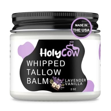 Beef Tallow For Skin - Whipped Tallow Balm with Organic Jojoba Oil, Grass Fed Beef Tallow Face Moisturizer for Eczema, Baby, Lip Balm - Lotion For Extremely Dry Skin (Lavender Vanilla) - Image 1