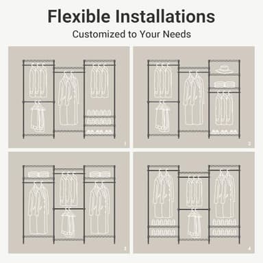 VIPEK V5 Portable Closet Wardrobe Heavy Duty Clothes Rack, Freestanding Clothing Rack with 4 Hang Rods & 8 Shelves, Adjustable Closet Racks, 68.9" L x 15.7" W x 76.4" H, Max Load 890LBS, Black - Image 4