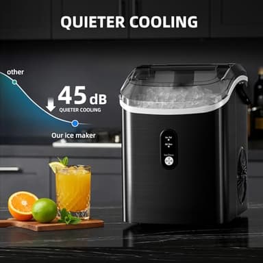 Antarctic Star Nugget Ice Maker Countertop with Soft Chewable Ice, Portable Sonic Ice Maker with Basket and Scoop, Removable Top Cover, Auto-Cleaning for Home/Party/RV/Camping (Stainless Steel Black) - Image 6