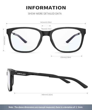ANYLUV Blue Light Glasses for Men, Computer Gaming Glasses men, Stylish Anti Eyestrain Blue Light Blocking Glasses Men - Image 3
