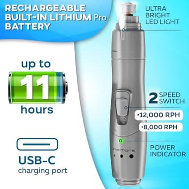 Dog Nail Grinder with LED Light – Quiet 2-Speed Pet Nail Trimmer for Small & Medium Dogs and Cats – Low Vibration Professional Nail File for Painless Claw Grooming - Image 2