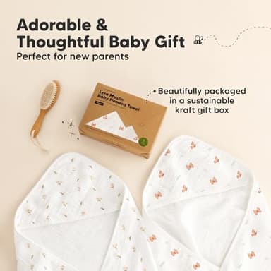 KeaBabies Muslin Baby Bath Towels with Hood for Girls, Boys - Large Organic Cotton Hooded Baby Towels for Newborns, Toddlers, Infant, Kids, Soft Absorbent Newborn Bath Essentials Gift Set (Monarch) - Image 9
