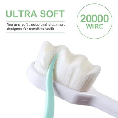 EasyHonor Extra Toothbrush for Sensitive Gums, Micro Fur Manual Toothbrush with 20000 Soft Floss Bristle for Pregnant Women, Elderly, Braces and Gum Recessions, Protect Fragile Gums (6 Pack) - Image 2