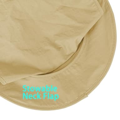 2Pack Sun Hats for Men Women Fishing Hat UPF 50+ Breathable Wide Brim Bucket Hats Summer UV Protection Safari Hat with Neck Flap Black/Khaki - Image 6