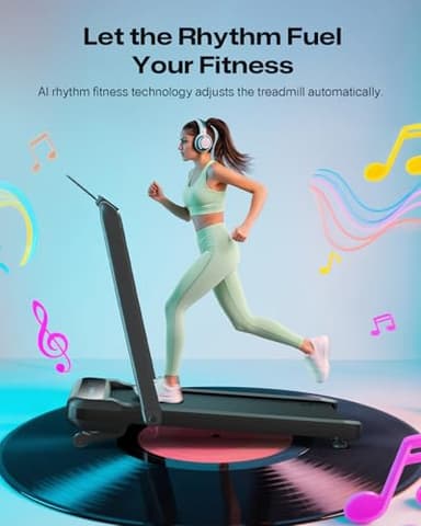 UREVO Smart Treadmill with 9% Incline, 3-in-1 Foldable Treadmill with Handle for Home/Office Fitness, Runner-Focused Design, 6 HIIT Programs & Auto Incline Follow Mode, 2 Display Screens, Plug & Play - Image 2