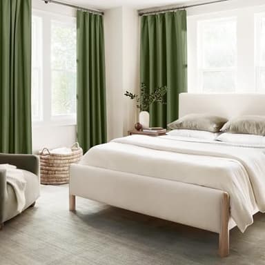 RYB HOME Green Curtains Velvet 96 inches 2 Panels Set, Back Tab & Rod Pocket Leaf Pattern Blackout Room Darking Curtains & Drapes for Nusery Bedroom Office Christmas Festival, Hunter Green - Image 5