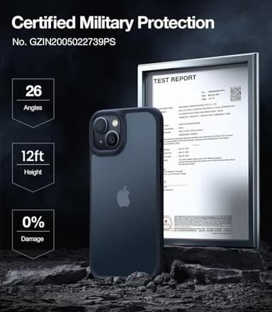 TORRAS Upgraded Shockproof for iPhone 14 Case [12FT Military Drop Protection][Sleek Premium Touch] Translucent Back & Soft Edge Slim Silicone Cover, Frosted Black - Image 2