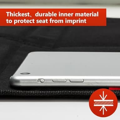 Kaiphy Car Seat Protector with Thick Padding + XL Large Car Seat Cover for Child Car seat, Eco Friendly Waterproof & Durable Fabric + 2 Storage Pockets Protect Fabric or Leather Seats 2Pack (Black) - Image 6